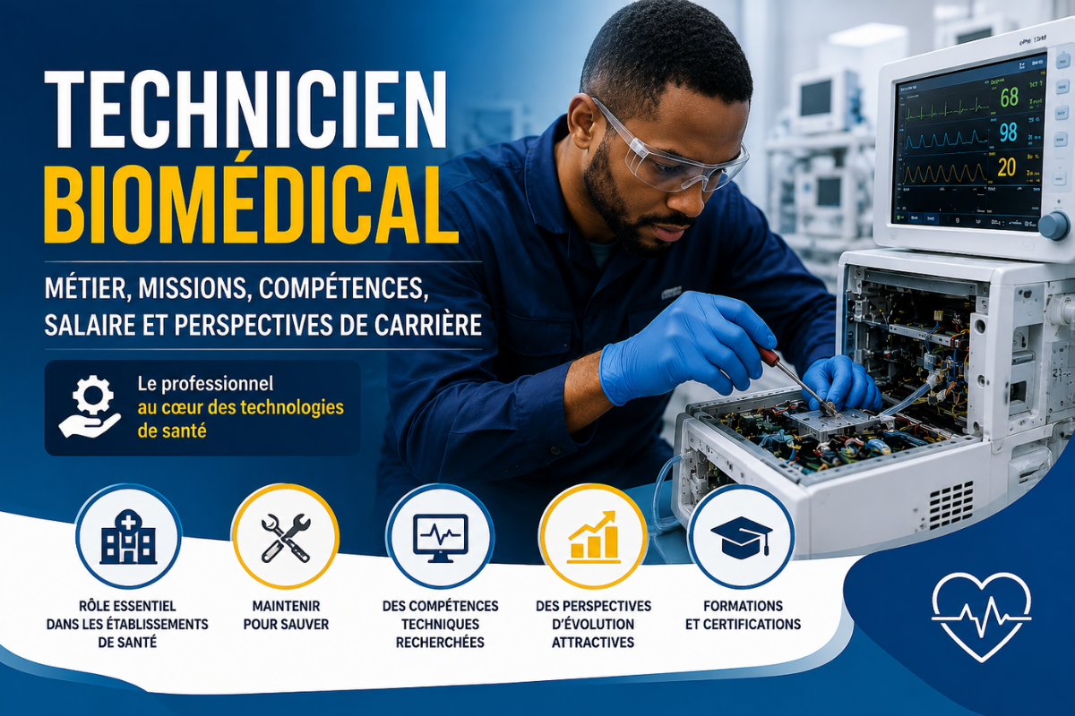 technicien biomédical travaillant sur un équipement médical
